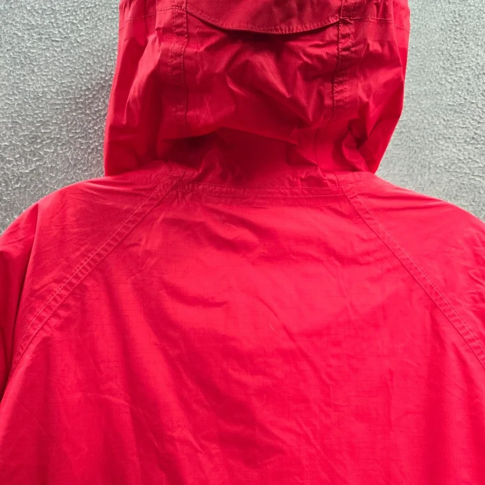 Cabelas Men Jacket Large Red Hooded Rain Coat Pockets Full Zip‎